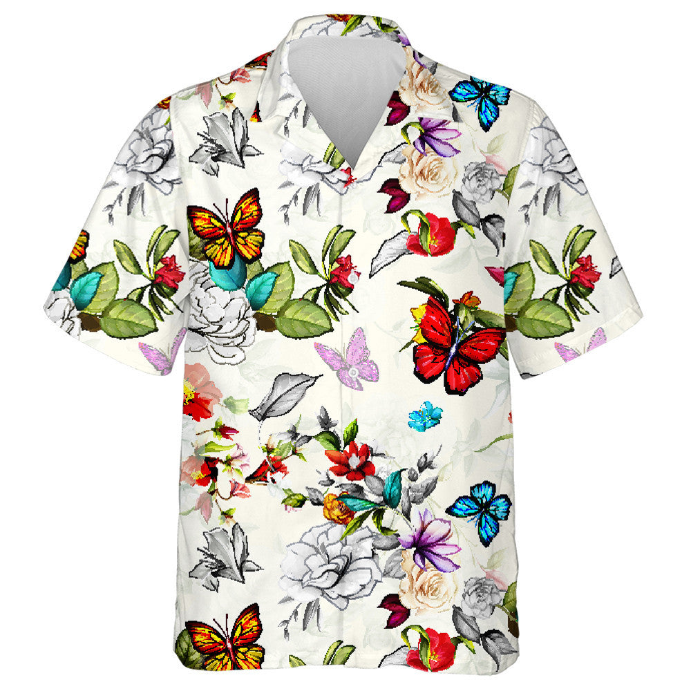 Roses Wild Rosemary Peony Le Duilleoga Agus Féileacáin Léine Haváís, Bronntanas Léine Haváís, Bronntanas Nollag