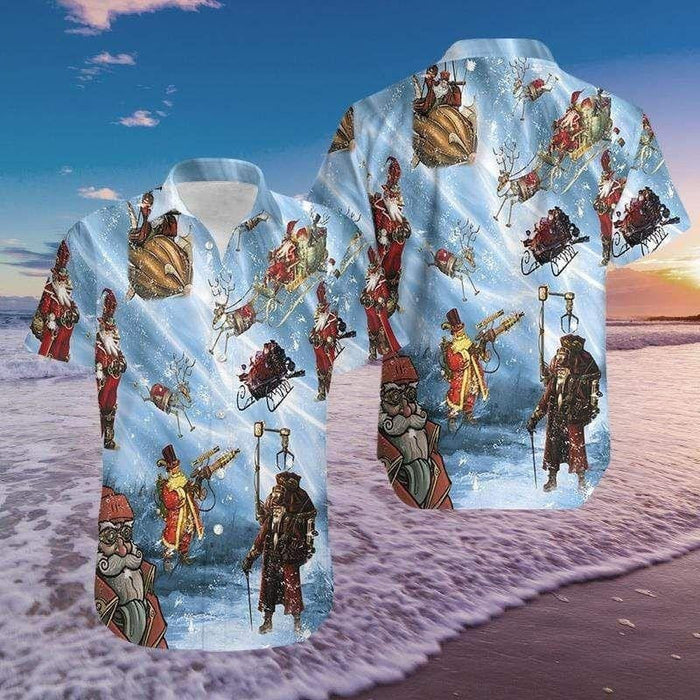 Cute Merry Steampunk Christmas Design Hawaiian Shirt, Hawaiian Shirt Gift, Christmas Gift