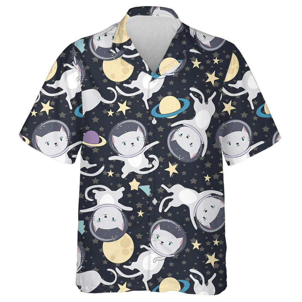 Fun Astronaut Cat In Space Cartoon Charters Hawaiian Shirt, Hawaiian Shirt Gift, Christmas Gift