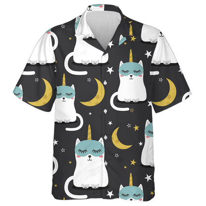 Cats Are Unicorns Stars And Moon Hawaiian Shirt, Hawaiian For Gift