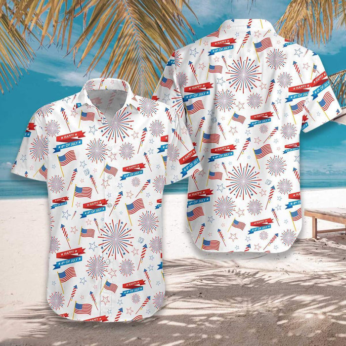 4th Of July US Pattern Background Hawaiian Shirt, Hawaiian Shirt Gift, Christmas Gift