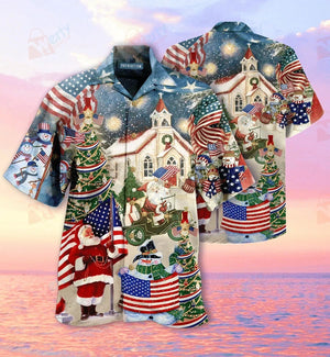 Cool Patriotism American On Christmas Hawaiian Shirt, Hawaiian Shirt, Christmas Gift