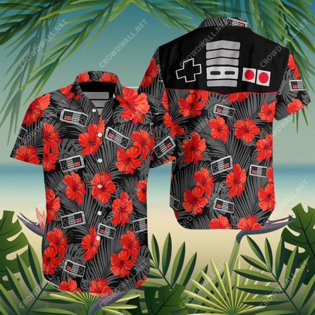 Retro Gamepad Haváís Aloha Shirt Shorts Haváís Trá Muinchille Gearr, Bronntanas Léine Haváís, Bronntanas Nollag