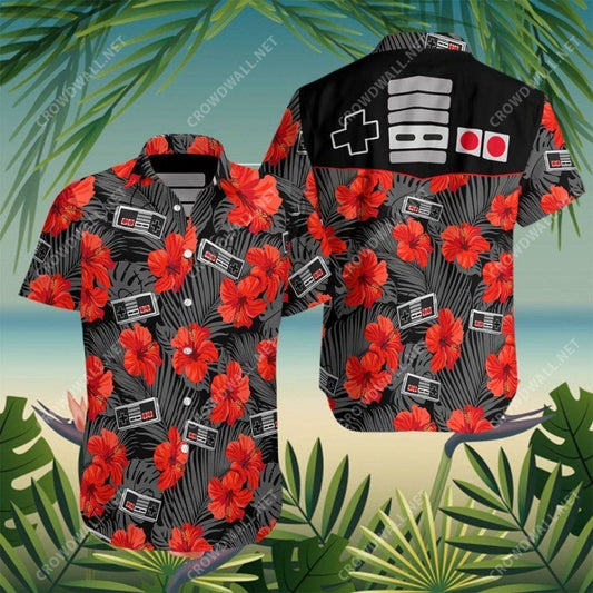 Retro Gamepad Haváís Aloha Shirt Shorts Haváís Trá Muinchille Gearr, Bronntanas Léine Haváís, Bronntanas Nollag