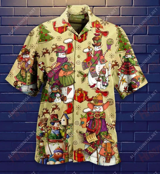 Laethanta Sneachta Léine Gearr Haváís Caitheamh aimsire Aloha Shirt Léinte Haváís Saincheaptha Patrún Léine Haváís, Bronntanas Léine Haváís, Bronntanas Nollag