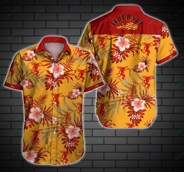 Fireball Cinnamon Whisky Hawaiian Shirt_ Hawaiian Shirt Gift, Christmas Gift