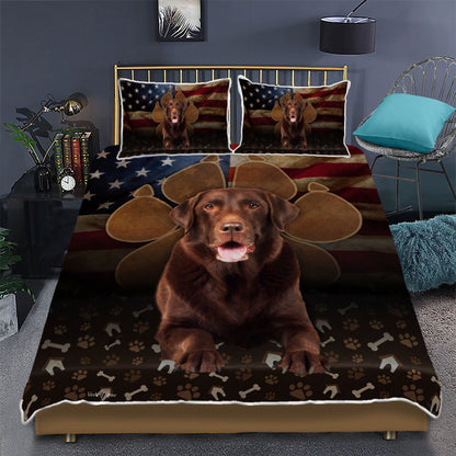 Chocolate Labrador Dog Paw Quilt Bedding Set  Bedroom Set Bedlinen 3D,Bedding Christmas Gift,Bedding Set Christmas