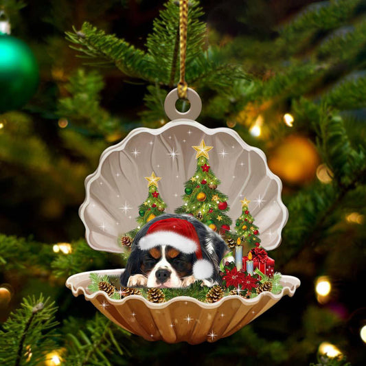Cavalier King Charles Spaniel3-Sleeping Pearl in Christmas Two Sided Christmas Plastic Hanging Ornament, Happy Christmas Ornament, Christmas Gift, Christmas Decoration