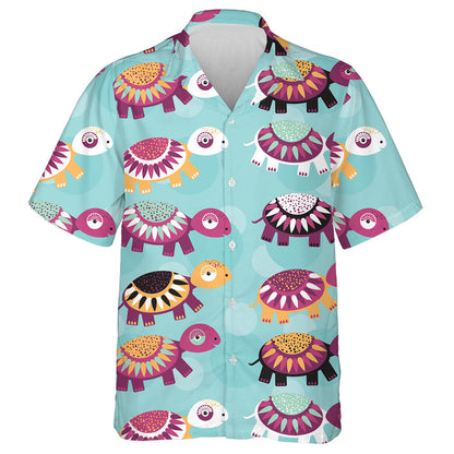 Funny Cute Turtle Animal On Blue Background Hawaiian Shirt, Hawaiian Shirt Gift, Christmas Gift