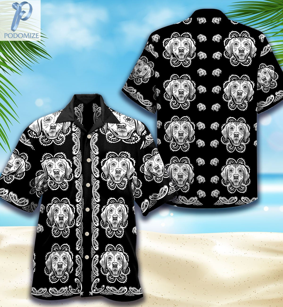 Labrador Lover Sugar Skull Pattern Hawaiian Shirt, Hawaiian For Gift