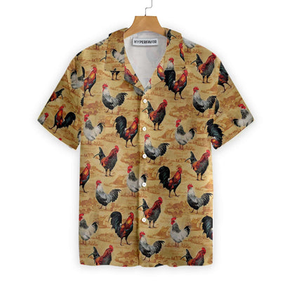 Cattle Farm Vintage Chicken Farm Design Hawaiian Shirt, Hawaiian For Gift