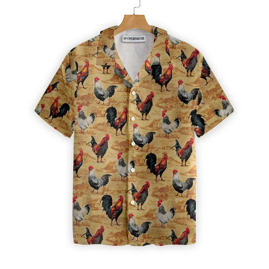 Cattle Farm Vintage Chicken Farm Design Hawaiian Shirt, Hawaiian For Gift