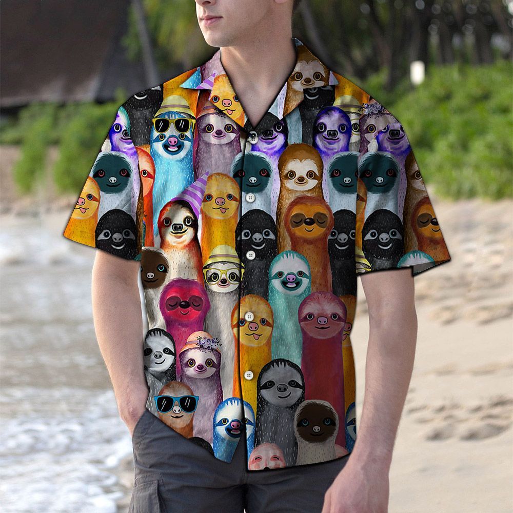 Colorful Sloth Hawaiian Shirt, Hwaiian For Gift