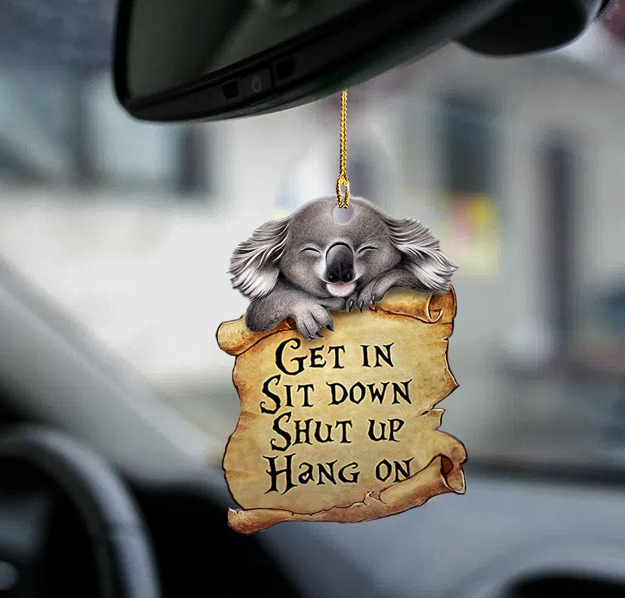 Koala get in koala lover two sided ornament, funny animal car decor, Christmas Decoration