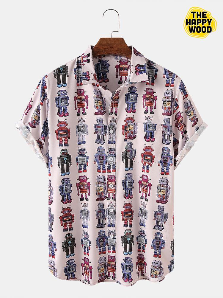 Cartoon Robot Hawaiian Hawaii Shirt_Hawaiian Shirt Gift, Christmas Gift