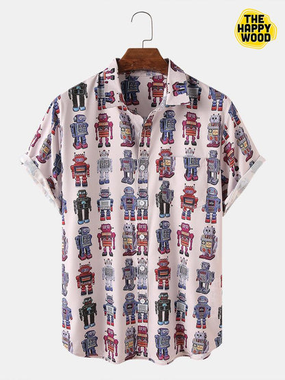 Cartoon Robot Hawaiian Hawaii Shirt_Hawaiian Shirt Gift, Christmas Gift
