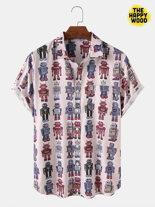 Cartoon Robot Hawaiian Hawaii Shirt_Hawaiian Shirt Gift, Christmas Gift