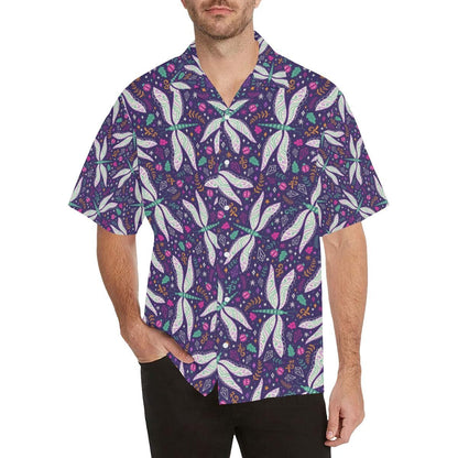 Cute Dragonfly Pattern Men'S All Over Print Hawaiian Aloha Shirt Hawaiian, Hwaiian For Gift