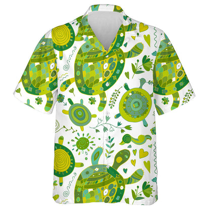 Funny Family Turtle With Chidren On White Hawaiian Shirt, Hawaiian Shirt Gift, Christmas Gift