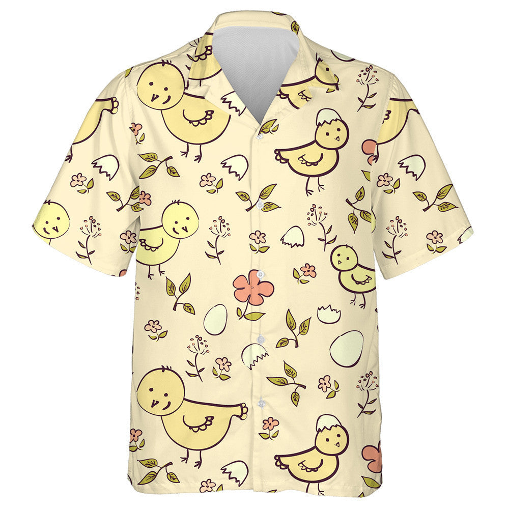 Funny Chicken With Colorful Eggs And Flowers Hawaiian Shirt, Hawaiian Shirt Gift, Christmas Gift