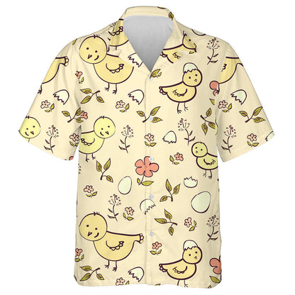 Funny Chicken With Colorful Eggs And Flowers Hawaiian Shirt, Hawaiian Shirt Gift, Christmas Gift