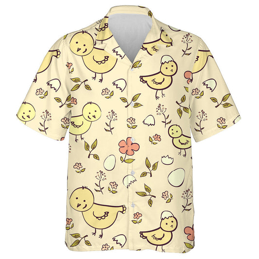 Funny Chicken With Colorful Eggs And Flowers Hawaiian Shirt, Hawaiian Shirt Gift, Christmas Gift