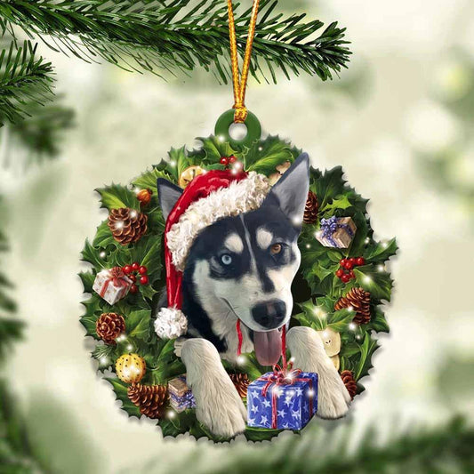 Husky And Christmas Gift For Her Gift For Him Gift For Husky Lover Ornament Cus, Christmas Gift,Christmas Decoration
