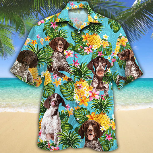 Vivid Tropical Flowers With German Shorthaired Pointer Hawaiian Shirt, Hawaiian Shirt Gift, Christmas Gift