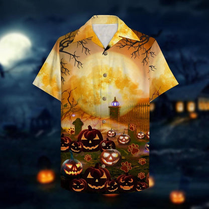 Happy Meow O Ween Lanterns Pumpkin San Oíche Léine Haváís, Bronntanas Léine Haváíais, Bronntanas Nollag