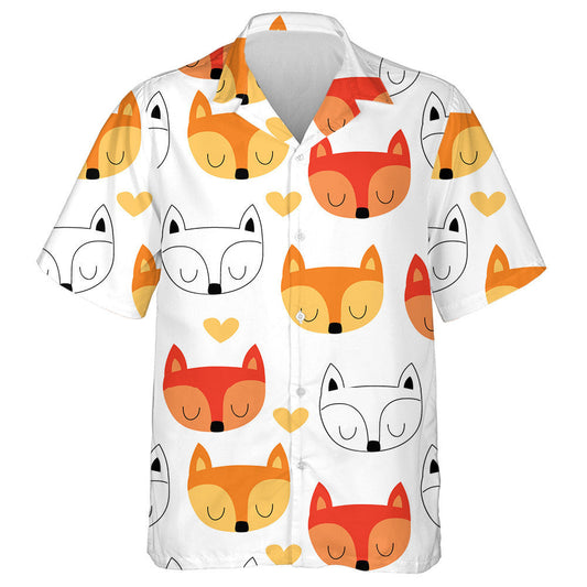 Sceitseáil Aghaidh Álainn de Chartún Sionnach Agus Patrún Hearts Léine Haváí, Bronntanas Léine Haváíais, Bronntanas Nollag