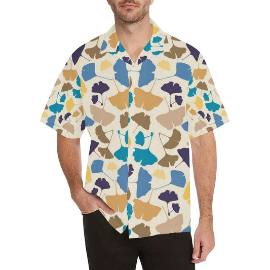 Colorful Ginkgo Leaves Pattern Men'S All Over Print Hawaiian Aloha Shirt, Hwaiian For Gift
