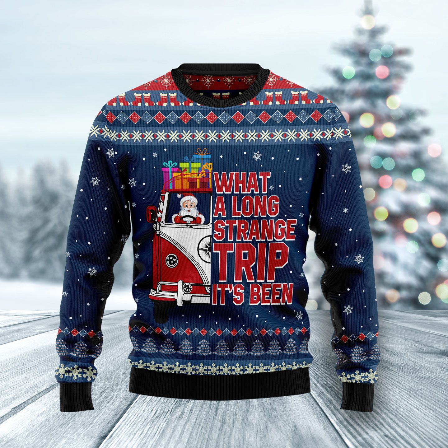 Hippie Bus What A Long Strange Trip Its Been Ugly Christmas Sweater,Christmas Ugly Sweater,Christmas Gift,Gift Christmas 2022
