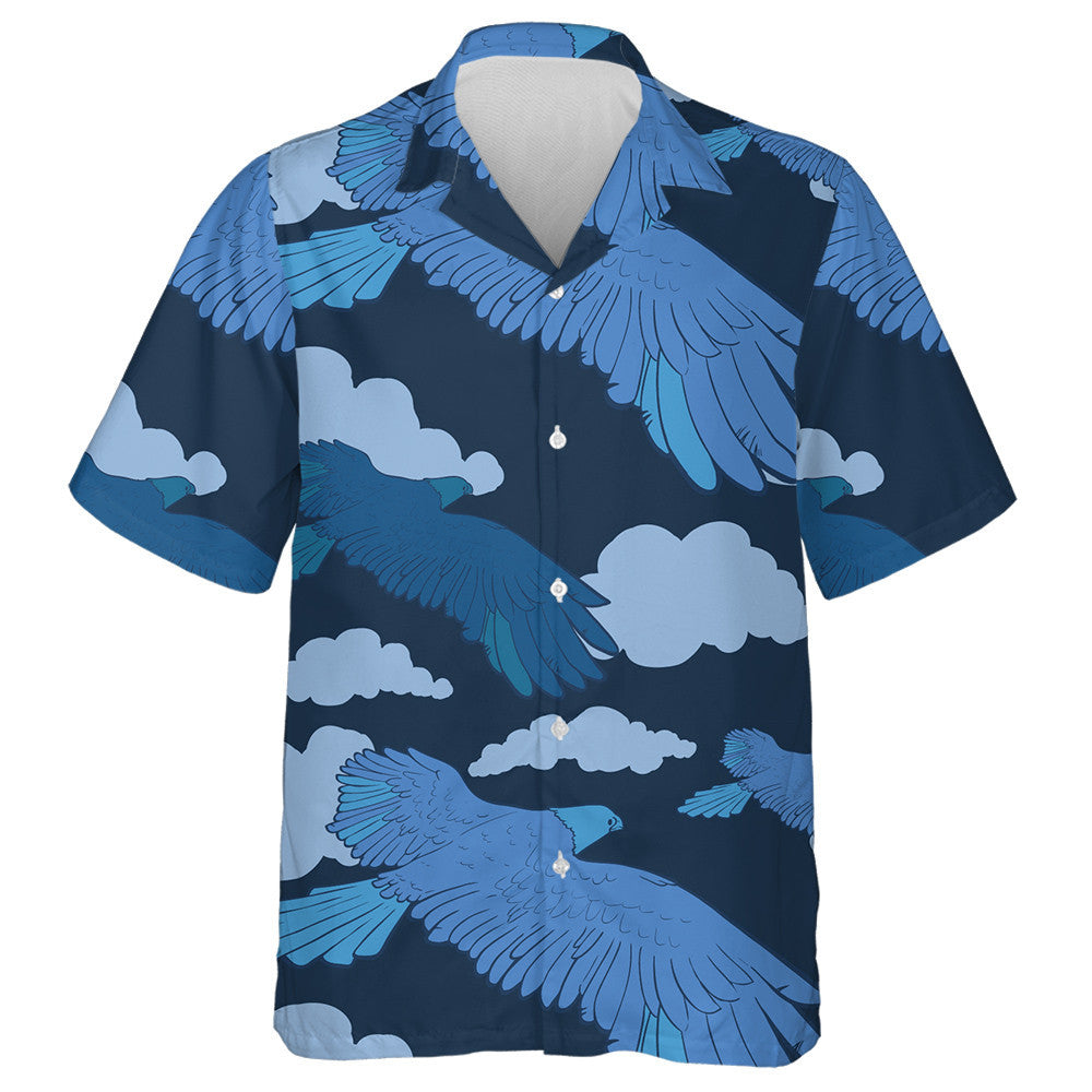 Blue Eagle Flying In The Night Sky With Cloud Hawaiian Shirt, Hawaiian Shirt Gift, Christmas Gift