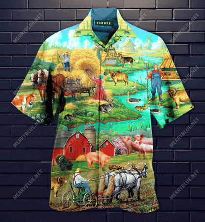 Farmer Is The Heaven Hawaiian Aloha Shirt Hawaiian Shorts Beach Short Sleeve, Hawaiian Shirt Gift, Christmas Gift