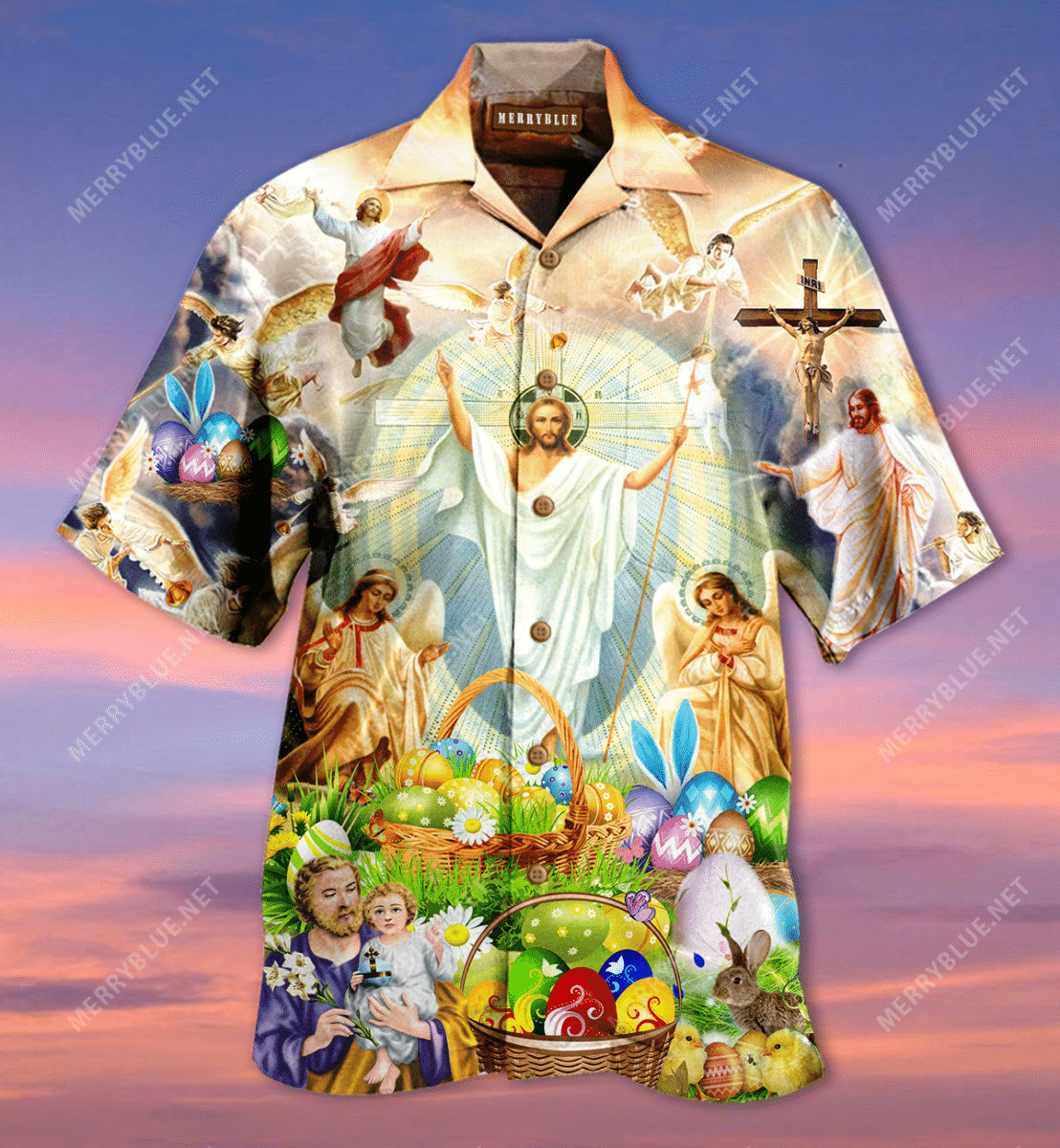 Jesus Happy Easter Hawaiian Aloha Shirt Hawaiian Shorts Beach Short Sleeve, Hawaiian Shirt Gift, Christmas Gift