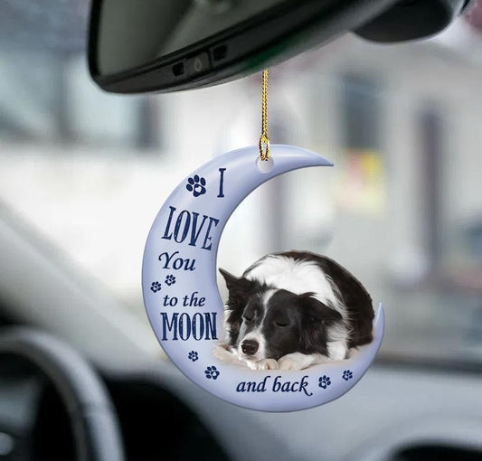 Border Collie Moon and Back 2 sides Ornament, Christmas Ornament Gift, Christmas Gift, Christmas Decoration