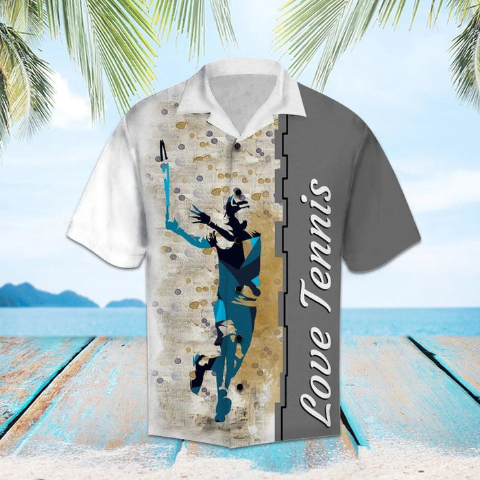 Amazing Tennis White And Gray Theme Design Hawaiian Shirt, Hawaiian Shirt Gift, Christmas Gift