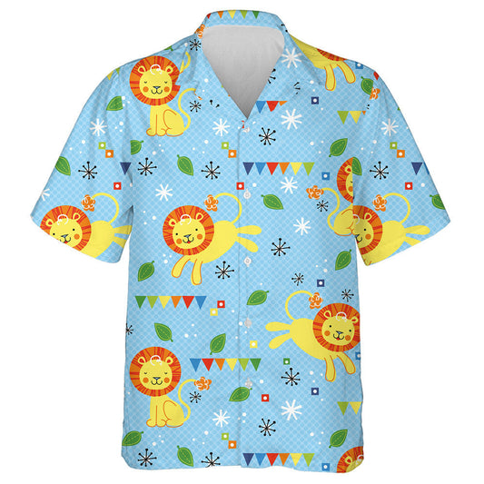 King Of The Jungle Lion With Leaves And Snowflake Hawaiian Shirt, Hawaiian Shirt Gift, Christmas Gift