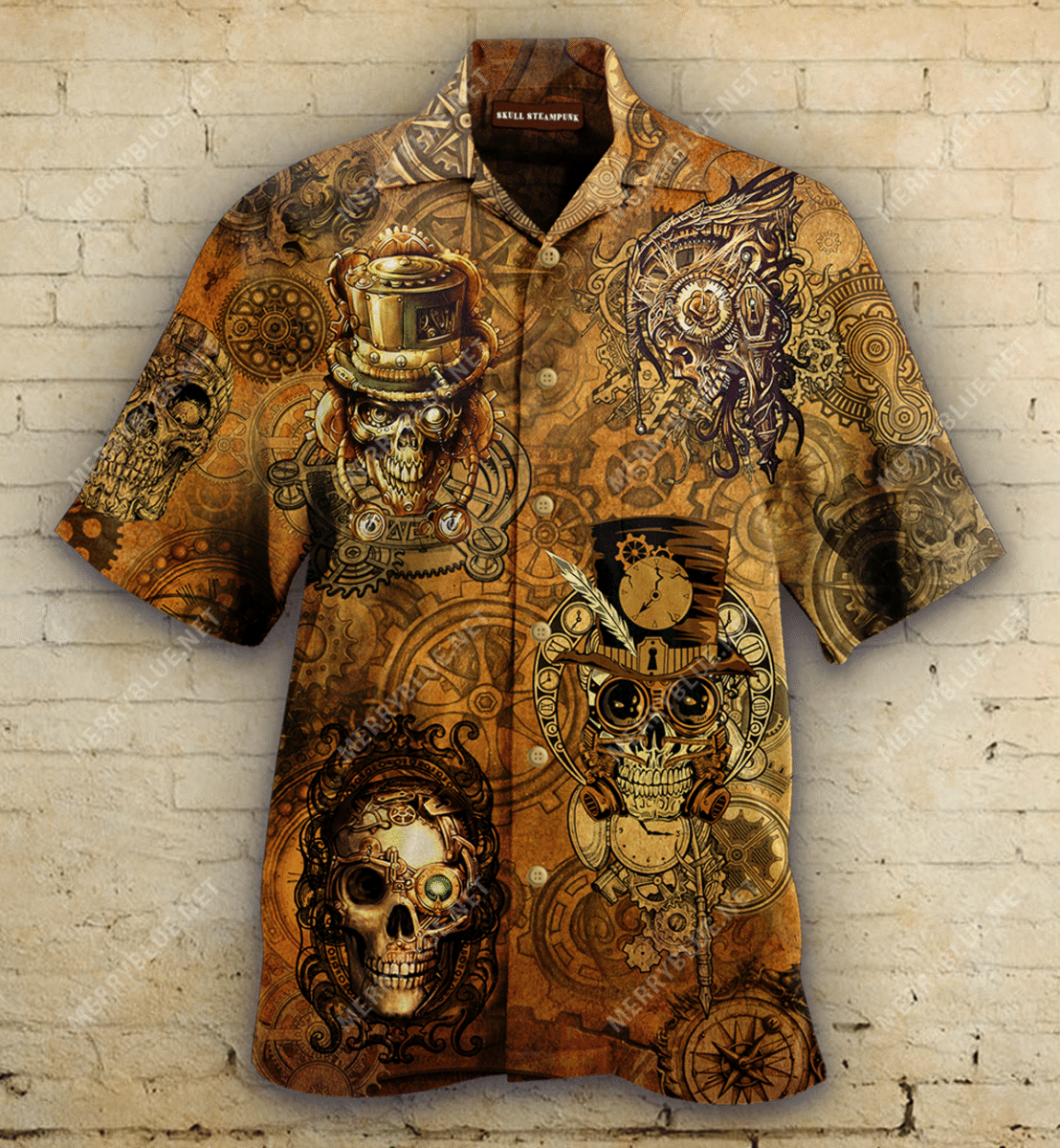 Buy Skull Steampunk Hawaiian Shirt- Hawaiian Shirts -Hawaiian Shirt Gift, Christmas Gift