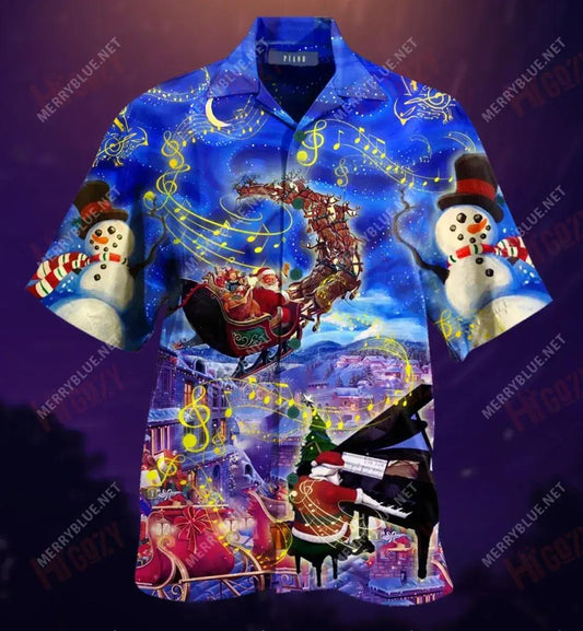 Fuaim Na Nollag Pianó Léine Gearr Muinchille Gearr Léinte T Aigéan Haváí Léinte Crazy Léinte haváíais d'Fhir, Bronntanas Léine Haváíais, Bronntanas Nollag