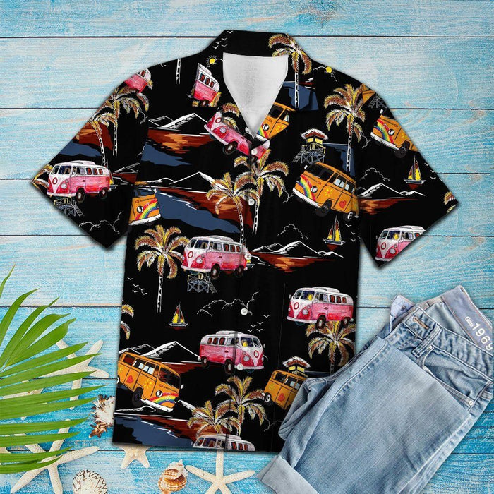 Aloha Shirt Tropical Hippie Car Hawaiian Aloha Shirt Hawaiian Shorts Beach Short Sleeve, Hawaiian Shirt Gift, Christmas Gift