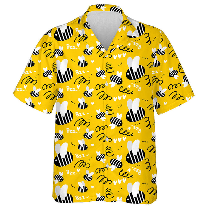 Flying Bees On A Yellow Background Hawaiian Shirt,Hawaiian Shirt Gift, Christmas Gift