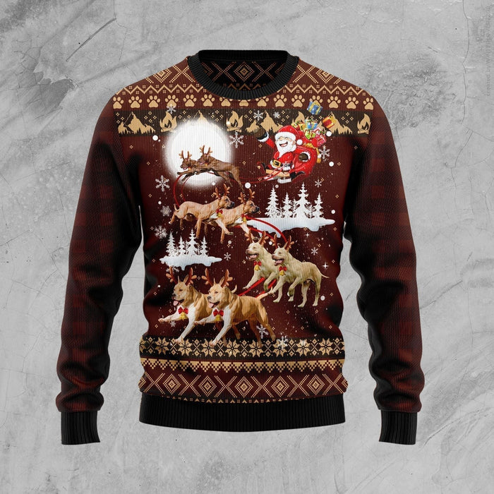 American Pit Bull Terrier Reindeers Car Ugly Christmas Sweater, Christmas Ugly Sweater,Christmas Gift,Gift Christmas 2022