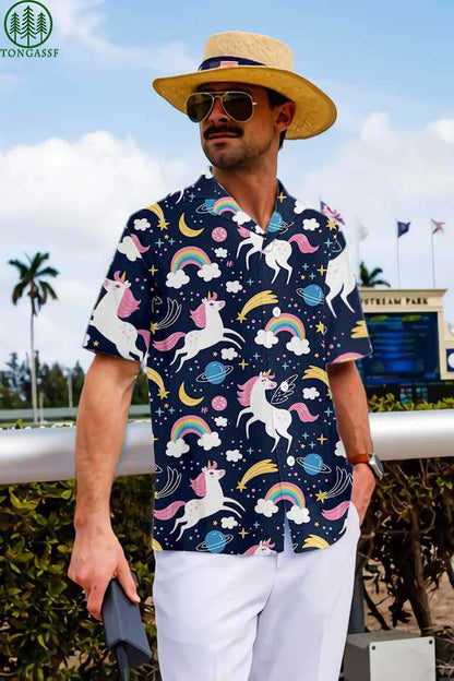 Cheerful Unicorn Hawaiian Shirt_Hawaiian Shirt Gift, Christmas Gift