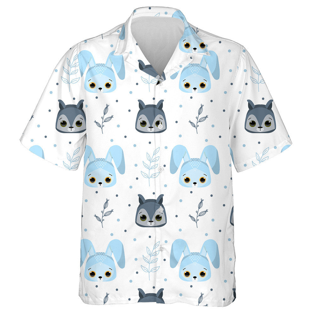 Funny Forest Animals Face Wolf And Rabbit Hawaiian Shirt, Hawaiian Shirt Gift, Christmas Gift
