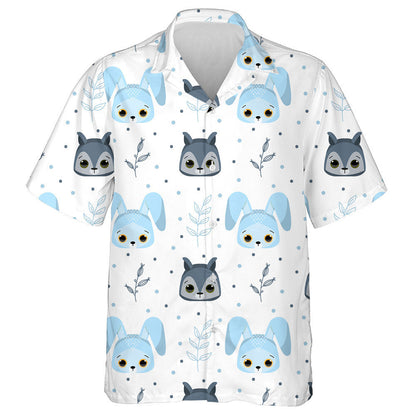 Funny Forest Animals Face Wolf And Rabbit Hawaiian Shirt, Hawaiian Shirt Gift, Christmas Gift