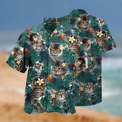Cute Little Cat Tropical Hawaiian Aloha Aloha Shirts Hawaiian, Hwaiian For Gift