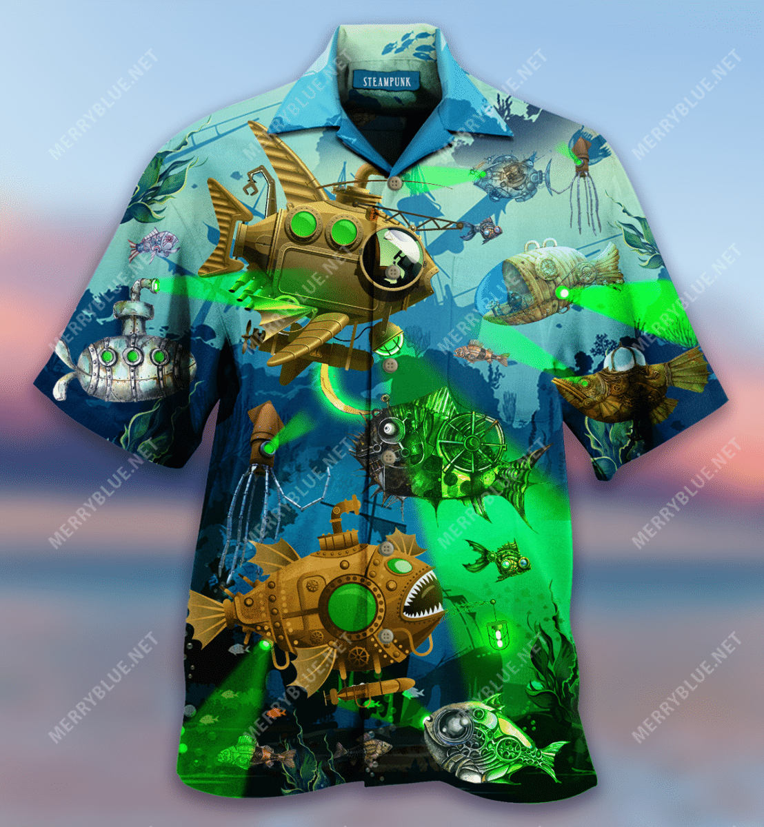 Éisc Steampunk Haváís Aloha Shirt Shorts Haváís Trá Muinchille Gearr, Bronntanas Léine Haváís, Bronntanas Nollag