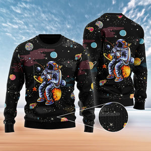 Funny Astronaut Fishing In Space Christmas Ugly Christmas Sweater, Christmas Gift, Gift Christmas 2024