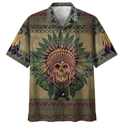 Cros Skull Meiriceánach Dúchasach Patrún Cleití Glas Léine Haváís, Bronntanas Léine Haváís, Bronntanas Nollag